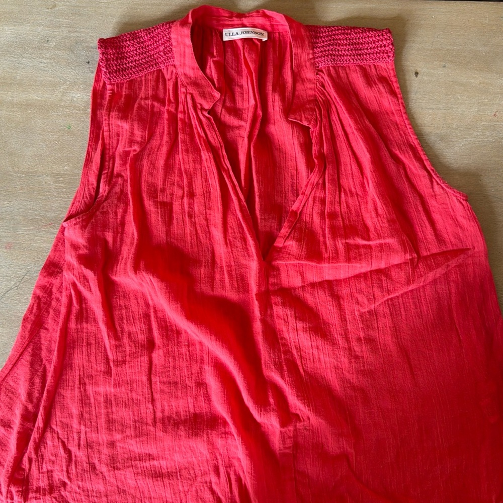 Ulla Johnson red gauze top, size Small